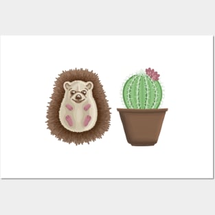 Hedgehog Twinning with a Cactus Posters and Art